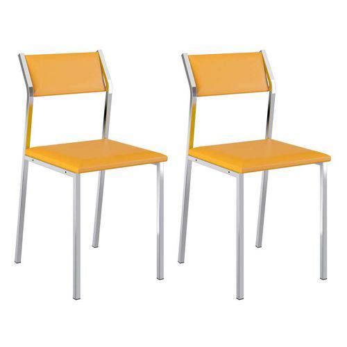 Tamanhos, Medidas e Dimensões do produto Conjunto 2 Cadeiras Cromada 1709 Amarelo Ouro e