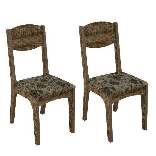 Tamanhos, Medidas e Dimensões do produto Conjunto 2 Cadeiras Dalla Costa Ca12 Chenille Floral Escuro - Rústico