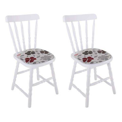 Tamanhos, Medidas e Dimensões do produto Conjunto 2 Cadeiras de Cozinha Dalas Branca e Florido
