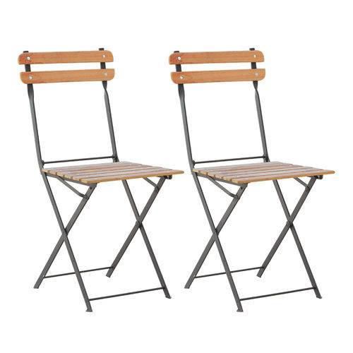 Tamanhos, Medidas e Dimensões do produto Conjunto 2 Cadeiras Dobrável Ferro e Madeira Maciça - Natural