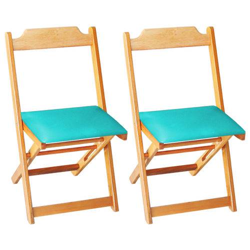 Tamanhos, Medidas e Dimensões do produto Conjunto 2 Cadeiras Dobrável Madeira Maciça Natural com Estofado