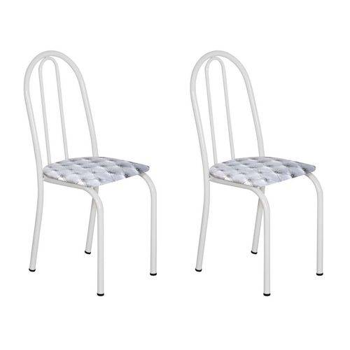 Tamanhos, Medidas e Dimensões do produto Conjunto 2 Cadeiras Éos Branco e Estampa Capitonê