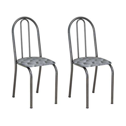 Tamanhos, Medidas e Dimensões do produto Conjunto 2 Cadeiras Éos Cromo Preto e Estampa Capitonê