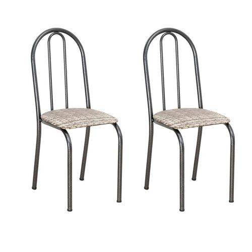 Tamanhos, Medidas e Dimensões do produto Conjunto 2 Cadeiras Éos Cromo Preto e Estampa Rattan