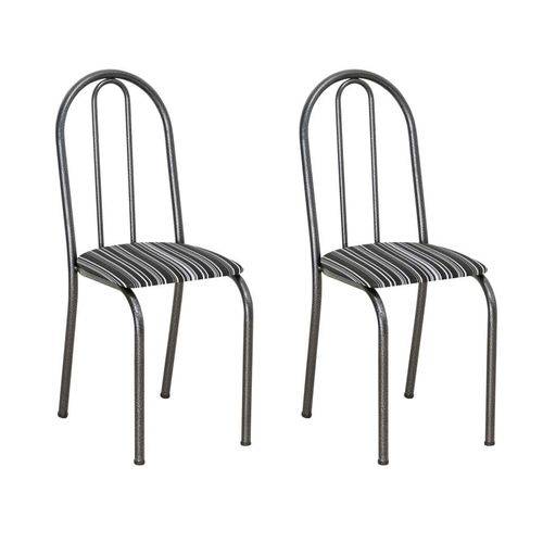 Tamanhos, Medidas e Dimensões do produto Conjunto 2 Cadeiras Éos Cromo Preto e Preto Listrado