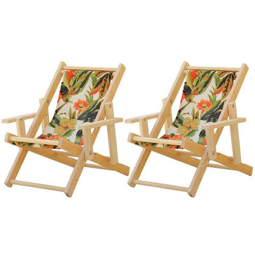 Tamanhos, Medidas e Dimensões do produto Conjunto 2 Cadeiras Espreguiçadeira Dobrável Infantil Madeira Maciça Natural com Tecido Tucano