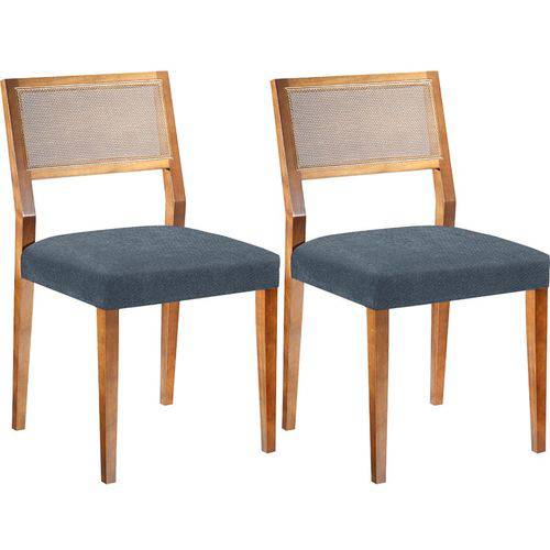Tamanhos, Medidas e Dimensões do produto Conjunto 2 Cadeiras Gardênia – Tremarin - Nogal / Azul