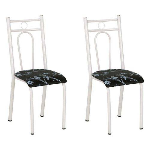 Tamanhos, Medidas e Dimensões do produto Conjunto 2 Cadeiras Hanumam Branco e Preto Flor
