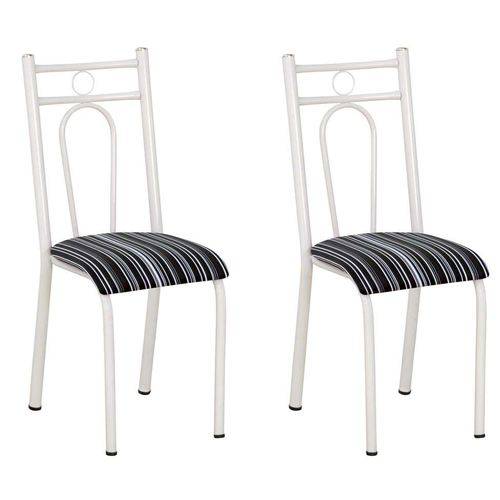 Tamanhos, Medidas e Dimensões do produto Conjunto 2 Cadeiras Hanumam Branco e Preto Listrado