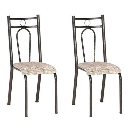 Tamanhos, Medidas e Dimensões do produto Conjunto 2 Cadeiras Hanumam Cromo Preto e Estampa Rattan