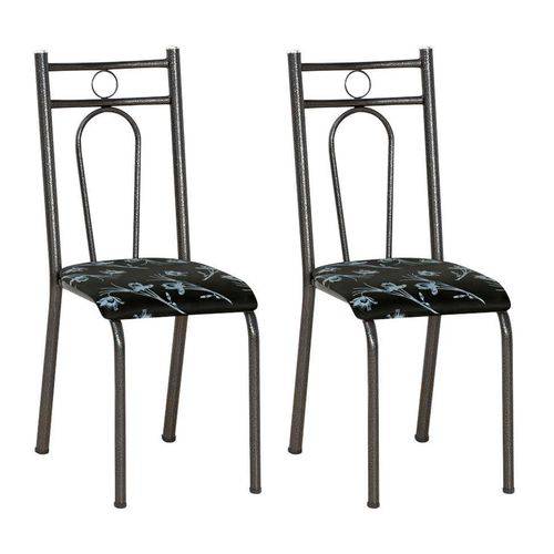 Tamanhos, Medidas e Dimensões do produto Conjunto 2 Cadeiras Hanumam Cromo Preto e Preto Flor