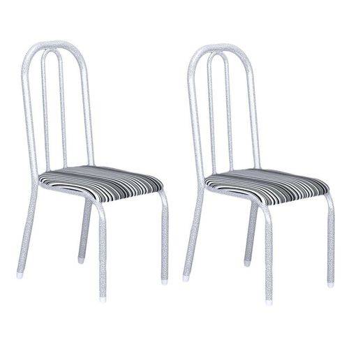 Tamanhos, Medidas e Dimensões do produto Conjunto 2 Cadeiras Madri Branco Prata e Preto Listrado