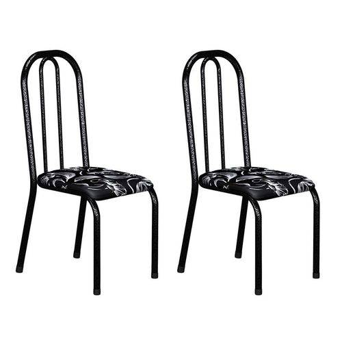 Tamanhos, Medidas e Dimensões do produto Conjunto 2 Cadeiras Madri Preto Prata e Preto Floral