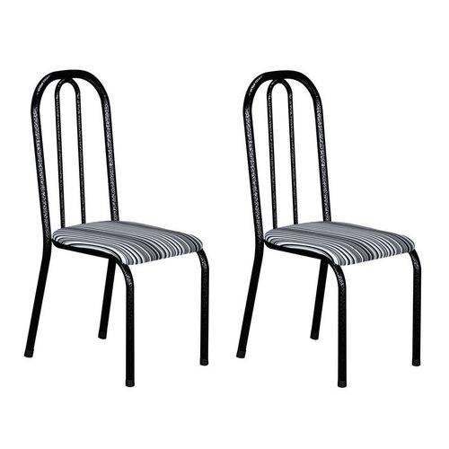 Tamanhos, Medidas e Dimensões do produto Conjunto 2 Cadeiras Madri Preto Prata e Preto Listrado