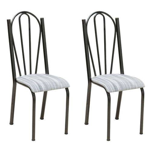Tamanhos, Medidas e Dimensões do produto Conjunto 2 Cadeiras Mnemónise Cromo Preto e Linho
