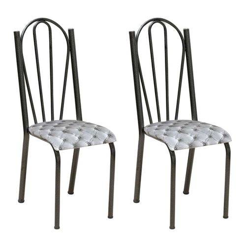 Tamanhos, Medidas e Dimensões do produto Conjunto 2 Cadeiras Mnemósine Cromo Preto e Estampa Capitonê