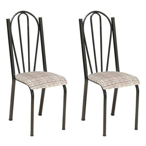 Tamanhos, Medidas e Dimensões do produto Conjunto 2 Cadeiras Mnemósine Cromo Preto e Estampa Rattan