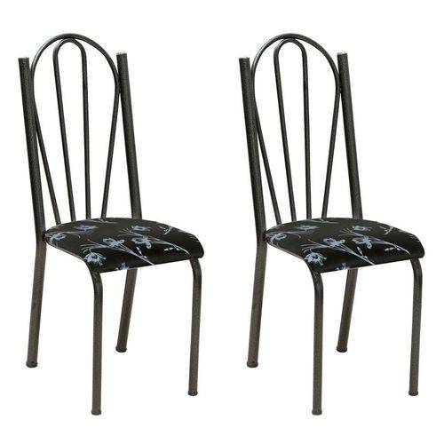 Tamanhos, Medidas e Dimensões do produto Conjunto 2 Cadeiras Mnemósine Cromo Preto e Preto Flor
