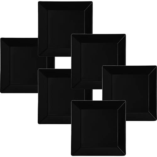 Tamanhos, Medidas e Dimensões do produto Conjunto com 6 Pratos Rasos 26,5x26,5cm - Mail Order Quartier Black - Oxford