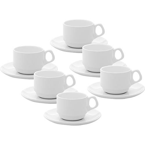 Tamanhos, Medidas e Dimensões do produto Conjunto com 6 Xícaras de Cafezinho Empilháveis 75ml com Pires - Mail Order Branco - Oxford