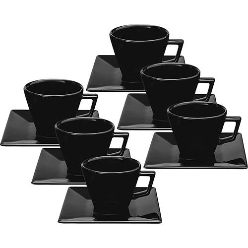 Tamanhos, Medidas e Dimensões do produto Conjunto com 6 Xícaras de Chá 200ml com Pires - Mail Order Quartier Black - Oxford