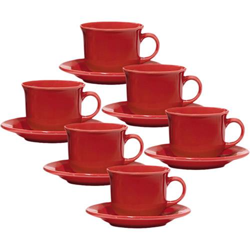 Tamanhos, Medidas e Dimensões do produto Conjunto com 6 Xícaras de Chá 200ml com Pires - Mail Order Red - Oxford Daily