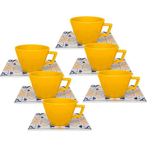Tamanhos, Medidas e Dimensões do produto Conjunto com 6 Xícaras de Chá 200ml com Píres Quartier Sevilha - Oxford Porcelanas