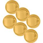 Tamanhos, Medidas e Dimensões do produto Conjunto com 6 Xícaras de Chá Reta 200ml com Pires Donna Amarelo - Biona