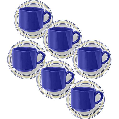 Tamanhos, Medidas e Dimensões do produto Conjunto com 6 Xícaras de Chá Reta 200ml com Píres Donna Elis - Biona