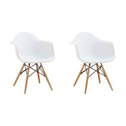 Tamanhos, Medidas e Dimensões do produto Conjunto com 2 Cadeiras Eames Eiffel com Braço Branco Base Madeira