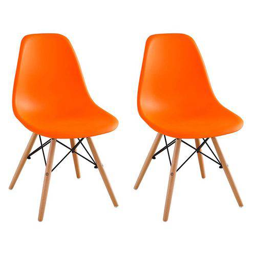 Tamanhos, Medidas e Dimensões do produto Conjunto com 2 Cadeiras Eames Eiffel Laranja Base Madeira