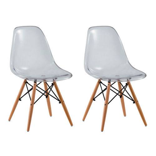Tamanhos, Medidas e Dimensões do produto Conjunto com 2 Cadeiras Eames Eiffel Transparente Base Madeira