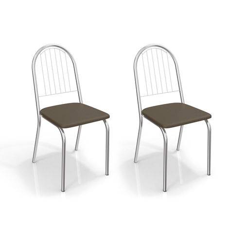 Tamanhos, Medidas e Dimensões do produto Conjunto com 2 Cadeiras Noruega Corino Cromada e Marrom Escuro