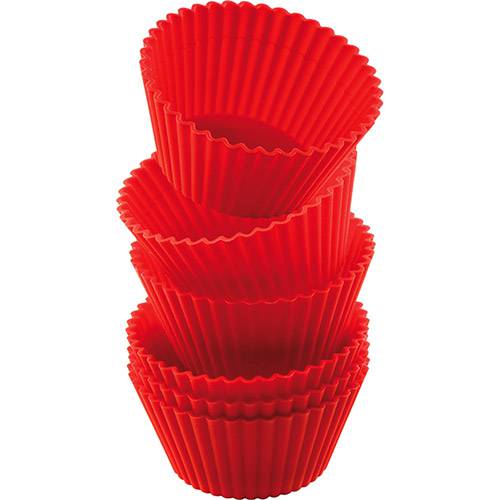 Tamanhos, Medidas e Dimensões do produto Conjunto de 6 Formas para Cup Cakes Silikomart Pirottini Vermelho 83ml