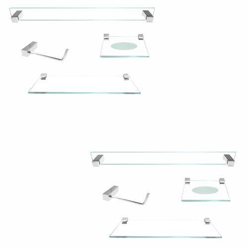 Tamanhos, Medidas e Dimensões do produto Conjunto de Acessórios para Banheiro 2 Kits Prátika Slim 8 Peças