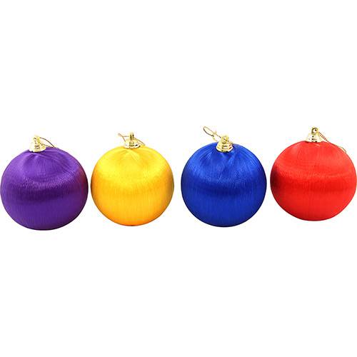 Tamanhos, Medidas e Dimensões do produto Conjunto de Bolas Acetinadas, 8 Cm, 4 Unidades - Christmas Traditions