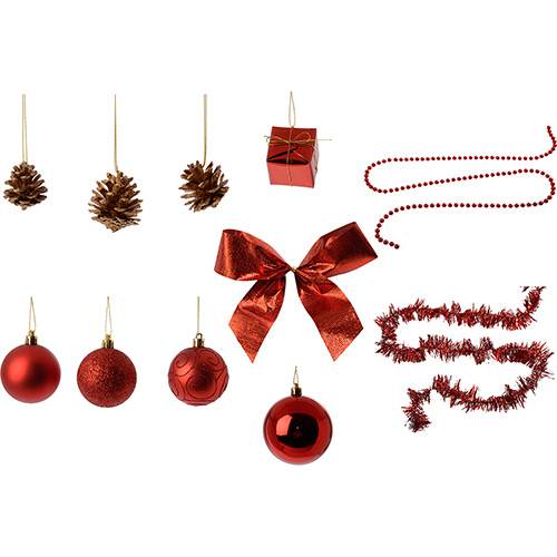 Tamanhos, Medidas e Dimensões do produto Conjunto de Bolas e Enfeites de Árvore Vermelhos 100 Unidades - Orb Christmas