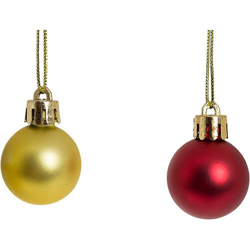 Tamanhos, Medidas e Dimensões do produto Conjunto de Bolas Lisas Vermelhas e Douradas 3cm 50 Peças - Orb Christmas