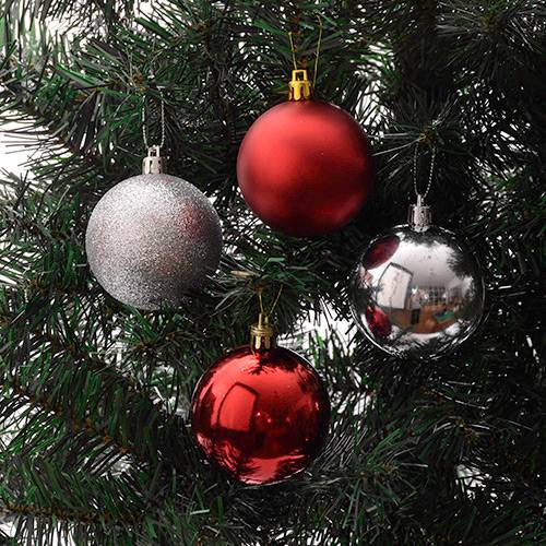 Tamanhos, Medidas e Dimensões do produto Conjunto de Bolas Vermelho e Prata 6cm - Orb Christmas