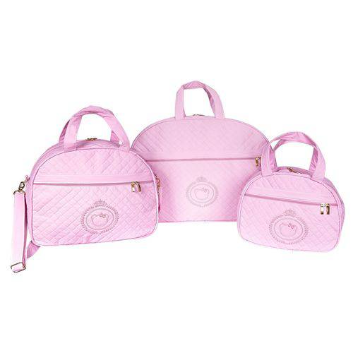 Tamanhos, Medidas e Dimensões do produto Conjunto de Bolsas Maternidade Glamour Rosa 3 Peças