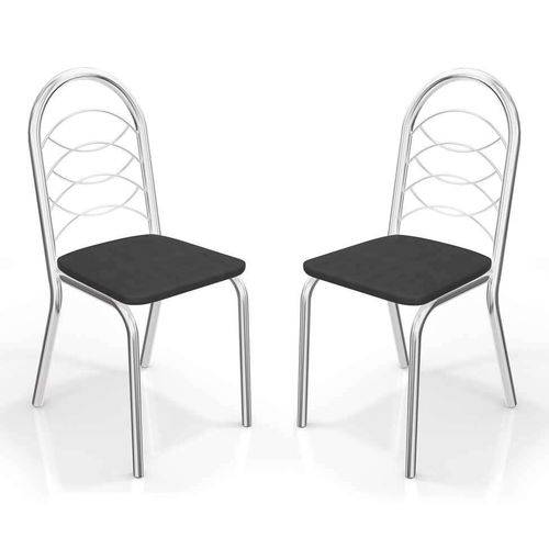 Tamanhos, Medidas e Dimensões do produto Conjunto de Cadeira Holanda Cromada Cor Preto 2 Peças Kappesberg