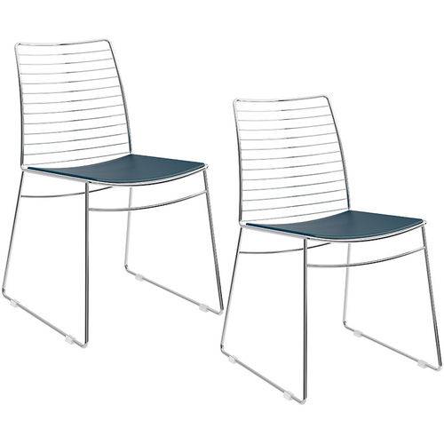 Tamanhos, Medidas e Dimensões do produto Conjunto de 2 Cadeiras 1712 Cromado – Carraro - Azul Noturno