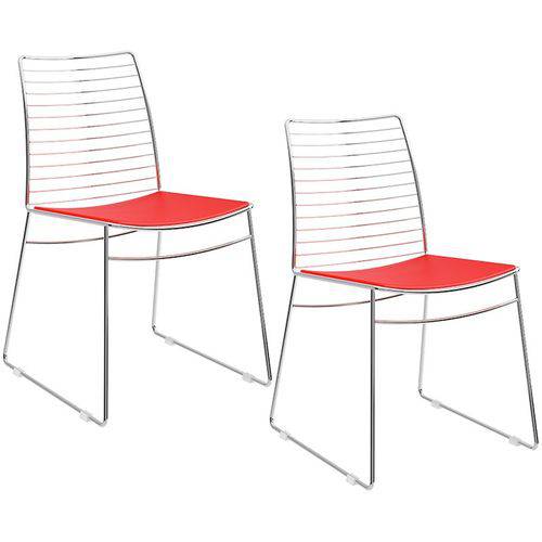 Tamanhos, Medidas e Dimensões do produto Conjunto de 2 Cadeiras 1712 Cromado – Carraro - Vermelho Real