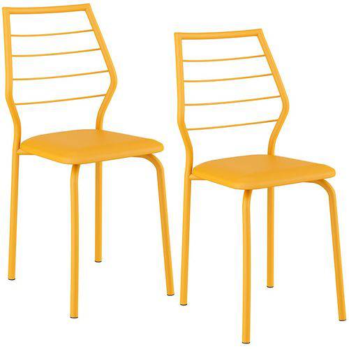 Tamanhos, Medidas e Dimensões do produto Conjunto de 2 Cadeiras 1716 – Carraro - Amarelo Ouro