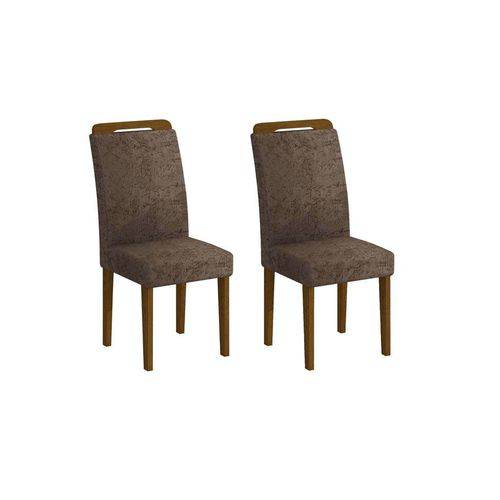Tamanhos, Medidas e Dimensões do produto Conjunto de 2 Cadeiras de Jantar Athenas Imbuia Suede Amassado Chocolate