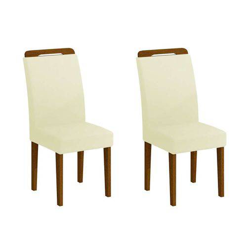 Tamanhos, Medidas e Dimensões do produto Conjunto de 2 Cadeiras de Jantar Athenas Imbuia Veludo Creme
