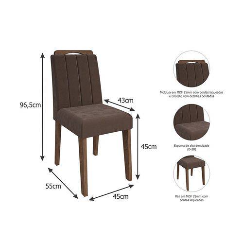 Tamanhos, Medidas e Dimensões do produto Conjunto de 2 Cadeiras Elisa - Cimol - Savana / Chocolate