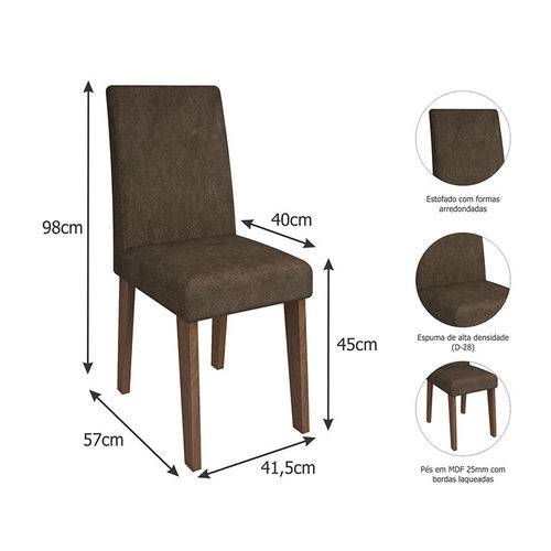 Tamanhos, Medidas e Dimensões do produto Conjunto de 2 Cadeiras Milena - Cimol - Savana / Cacau