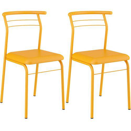 Tamanhos, Medidas e Dimensões do produto Conjunto de 2 Cadeiras Napa 1708 – Carraro - Amarelo Ouro