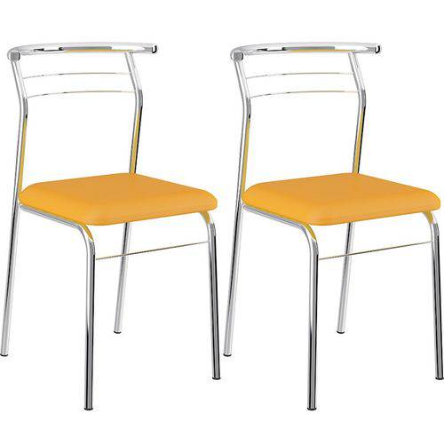 Tamanhos, Medidas e Dimensões do produto Conjunto de 2 Cadeiras Napa Cromado 1708 – Carraro - Amarelo Ouro